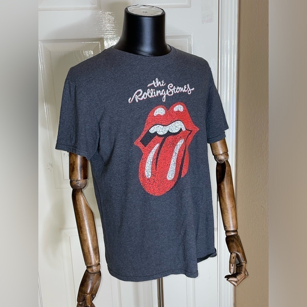 The Rolling Stones Lips Tongue Cracalled Logo 2021 Retro Gray T-Shirt Men Large  - Picture 2 of 8